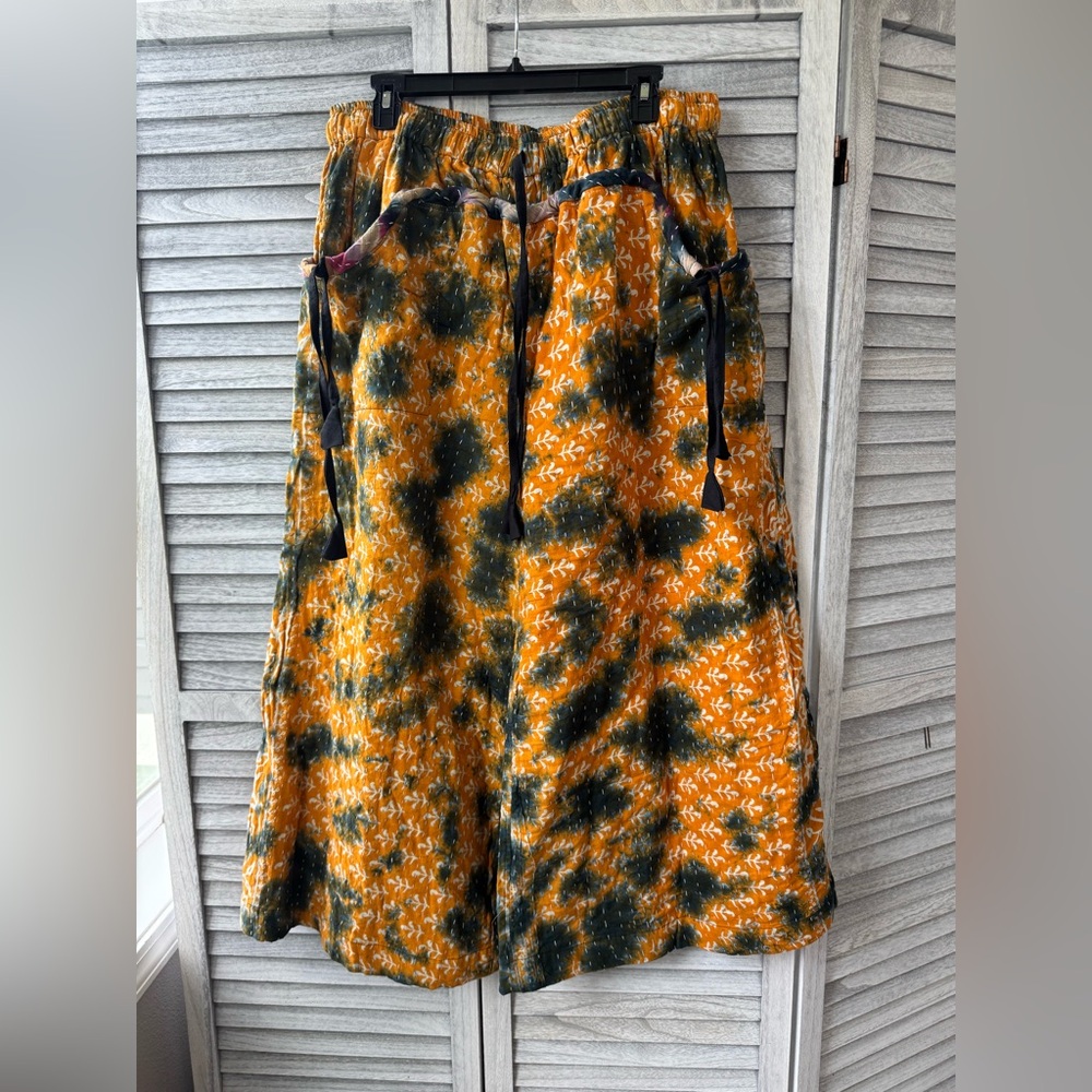 NEW Wide Bell Kantha Pants S-XL Tie-Dye in Sunshine Orange and Navy blue